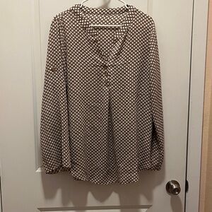 SHEIN Cream and White Polka Dot Blouse